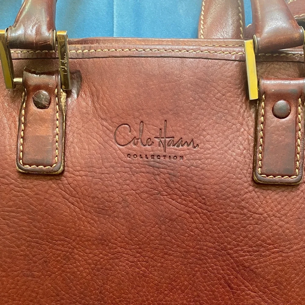 Leather Briefcase in Brown with Brass Accents